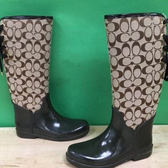 coach lace up rain boots